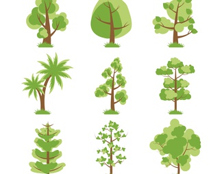 插画风植物树木素材免抠PSD