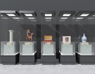 古代展厅 玻璃展示柜 中国文化玻璃展示柜
