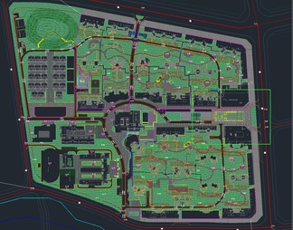 40套大学校园景观规划设计CAD总平面图