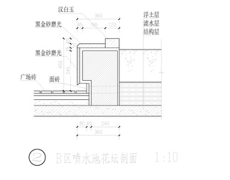 路沿雕塑台铺地详图