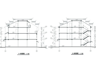 徽派三层民居建筑CAD图