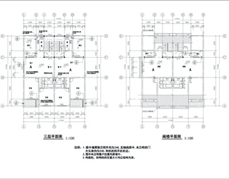 徽派三层民居建筑CAD图