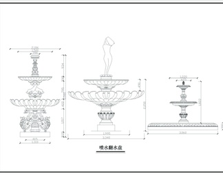 喷泉及花盆造型大样图