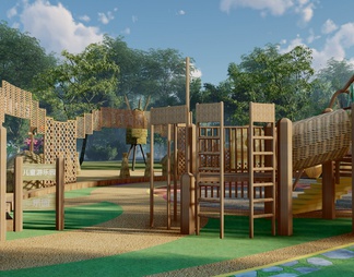 儿童游乐园 亲子公园基地 木质运动设施