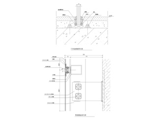 门厅吊挂玻璃底部节点图塑铝板幕墙纵剖节点图