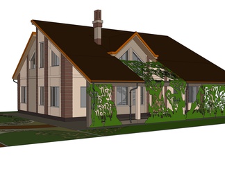 两层坡屋面生态小住宅