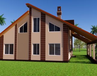 两层坡屋面生态小住宅