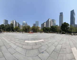 珠江新城城市休闲广场天际线全景贴图贴图下载【id:1683474】