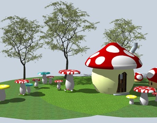 雕塑 蘑菇雕塑 异形蘑菇 彩色小品 蔬菜装置艺术