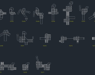 48套儿童游乐场设施器械CAD图库