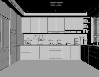 黑白灰 封闭式厨房