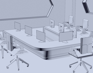 科技感办公桌椅组合