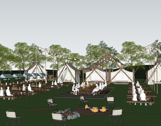 露营公园 网红帐篷野餐 露营基地 星空度假营地 户外烧烤 天幕帐篷