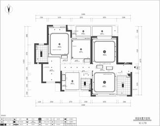 130㎡三居室家装平立面施工图 家装 私宅 平层 样板房 三居室