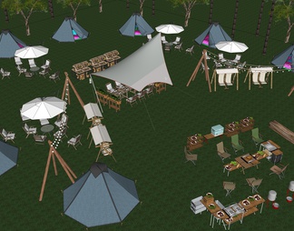 露营公园景观 户外餐厅 乡村庭院 帐篷营地 围炉煮茶 生日聚会 聚会