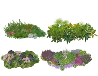 花镜植物组团 植物堆 灌木绿化搭配 小区网红花草植物组合
