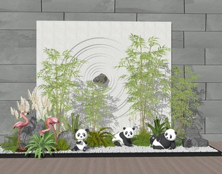 庭院景观小品植物组合 竹子造景  植物堆
