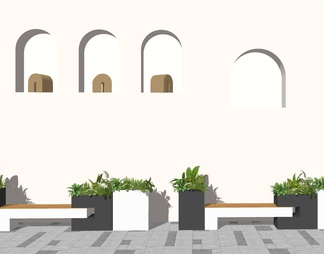 植物花箱坐凳组合 绿植花箱 花草植物堆
