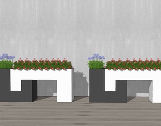 植物移动花箱组合 绿植花箱 花草植物堆