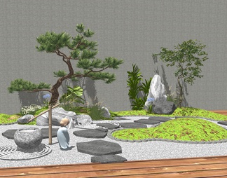 庭院汀步 雕塑石头小品  造型松树