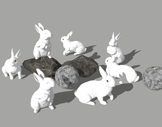 动物雕塑 小兔子雕塑小品