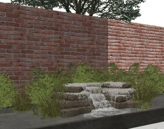 庭院小品 喷泉 景墙