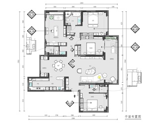 215㎡家装大平层施工图+效果图 家装 豪宅 大平层 样板房 私宅