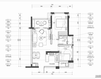 两居室家装室内施工图  家装 样板房 私宅 平层