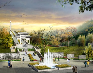 烈士陵园公园入口景观效果图