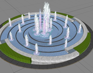 喷泉 圆形喷泉 水池 广场喷泉 水柱 流水 跌水