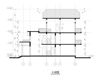 乡村2层半别墅建筑结构图