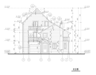 乡村2层半别墅建筑结构图