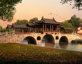 中国拱桥建筑效果图