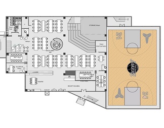 篮球机构办公空间室内施工图 办公室