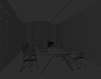 会议室，办公，蓝色，极简，会议桌椅，灯光膜