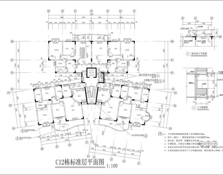 高层一梯四户住宅楼建筑图