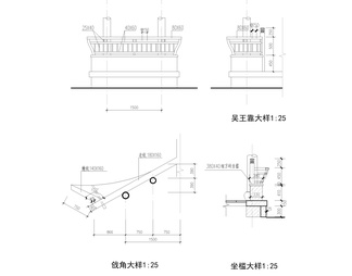 六角组合亭详图