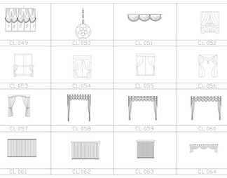 常用百款窗帘CAD图库