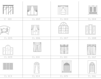 常用百款窗帘CAD图库