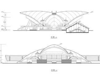 科技建筑立面效果CAD图