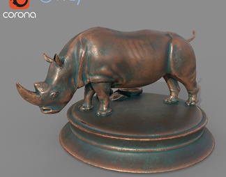 铜犀牛 雕塑