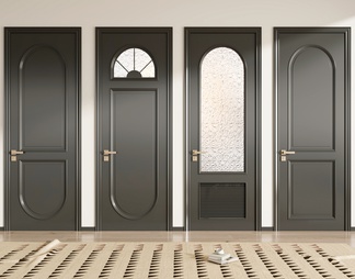 复古单开门  平开门  黑色  卫生间玻璃门   造型门