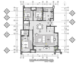 150㎡家装大平层室内施工图 私宅 大平层 家装 样板房