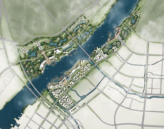 竞赛风城市规划景观公园彩色平面图免抠PSD