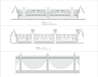 80款围墙铁艺栏杆详图