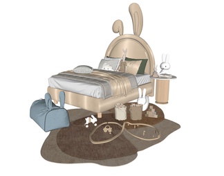 兔子儿童床沙发玩具组合