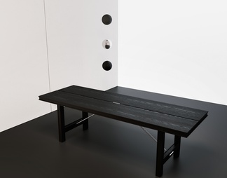 餐桌，黑色长桌，原木，不锈钢