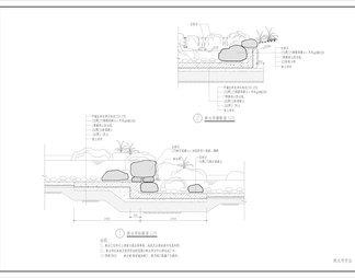 池底驳岸和跌水坝做法详图