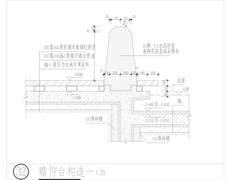 瞻仰台木栈道水池详图