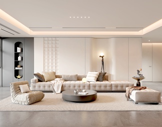 家居客厅 茶几 落地灯 组合沙发 极简客厅